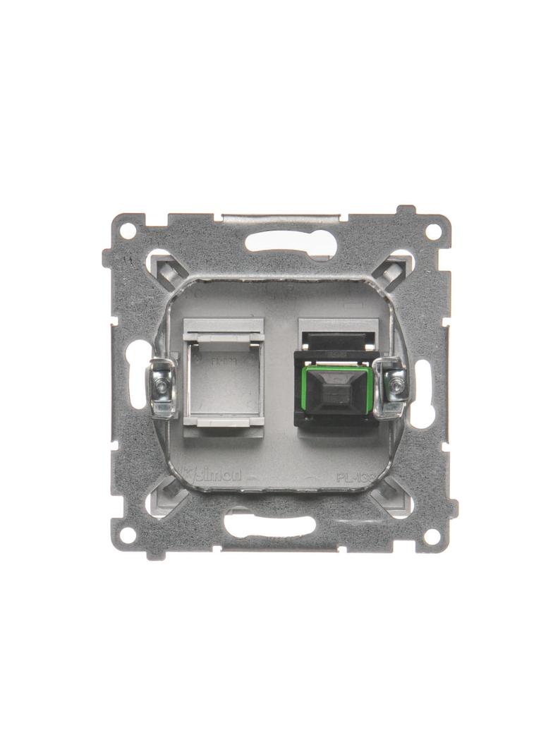 Simon 54 Gniazdo światłowodowe / optyczne pojedyncze SC/APC srebrny mat