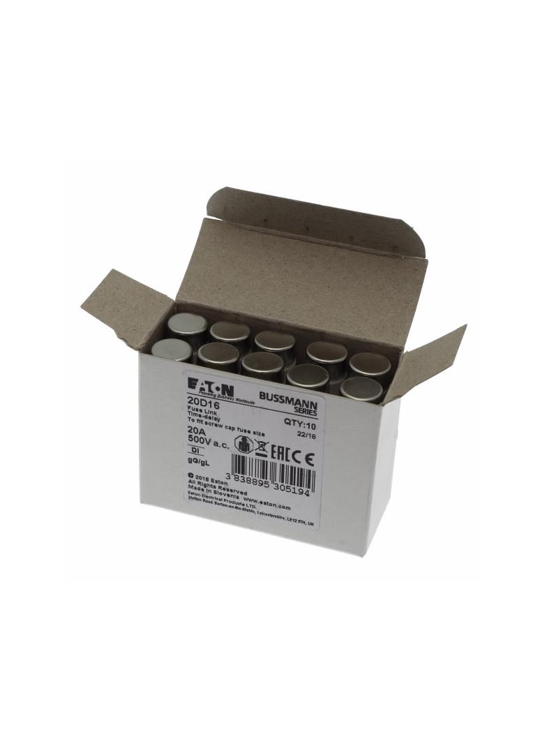 FUSE-D1 20A T GL/GG 500VAC E16 Wkładka DI 20A T GL/GG 500VAC E16 20D16 EATON