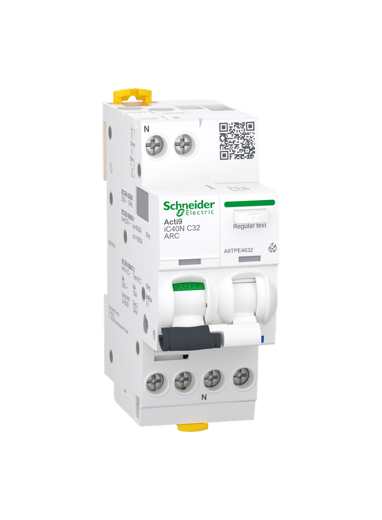 Detektor iskrzenia Acti9 iC40N-ARC-C32-1N, 1N-biegunowy, charakterystyka C, 32 A z wyłącznikiem nadp