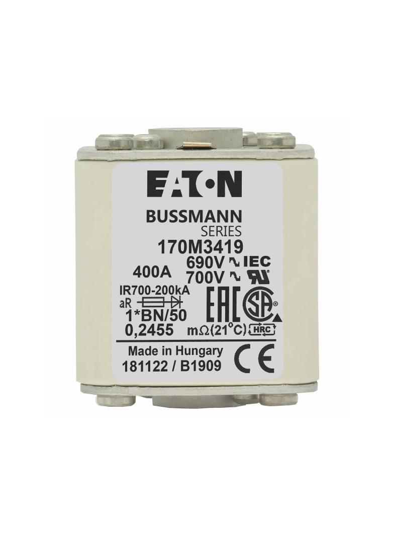 FUSE 400A 690V 1*BN/50 AR UC Wkładka szybka 400A AC 690V rozmiar 1 45x59x51 mm aR I 170M3419 EATON