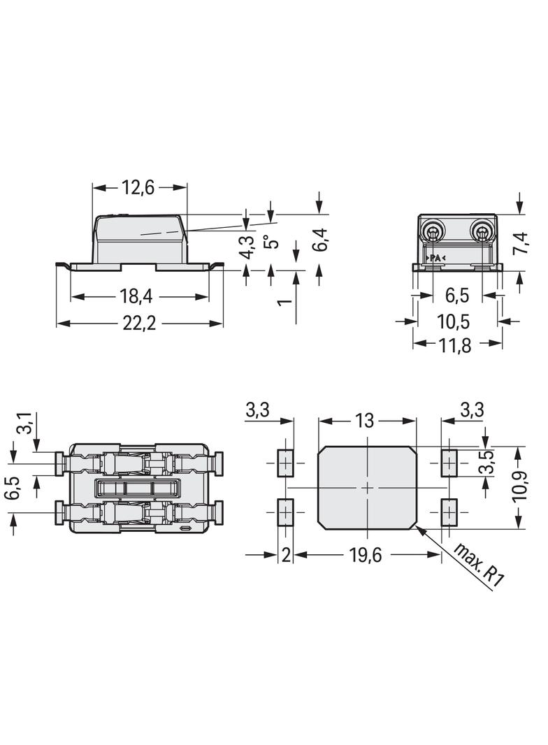 złączka SMD-Through-Board do pł.druk.