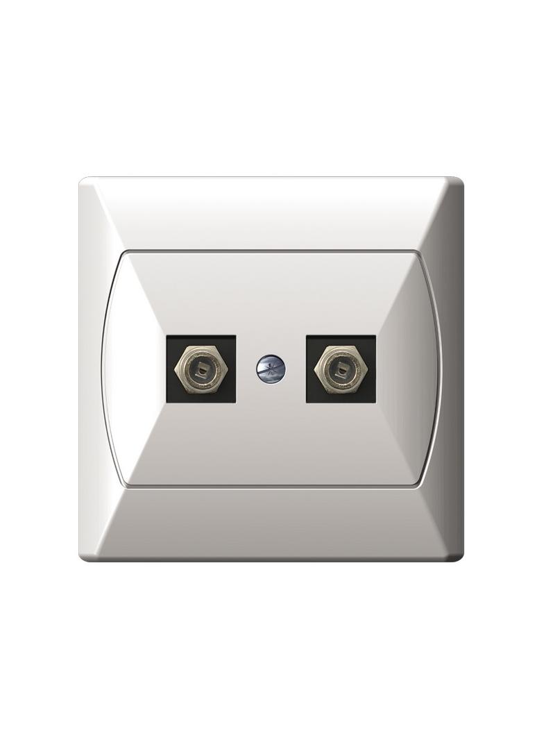 AKCENT Gniazdo antenowe typu F podwójne - kolor biały