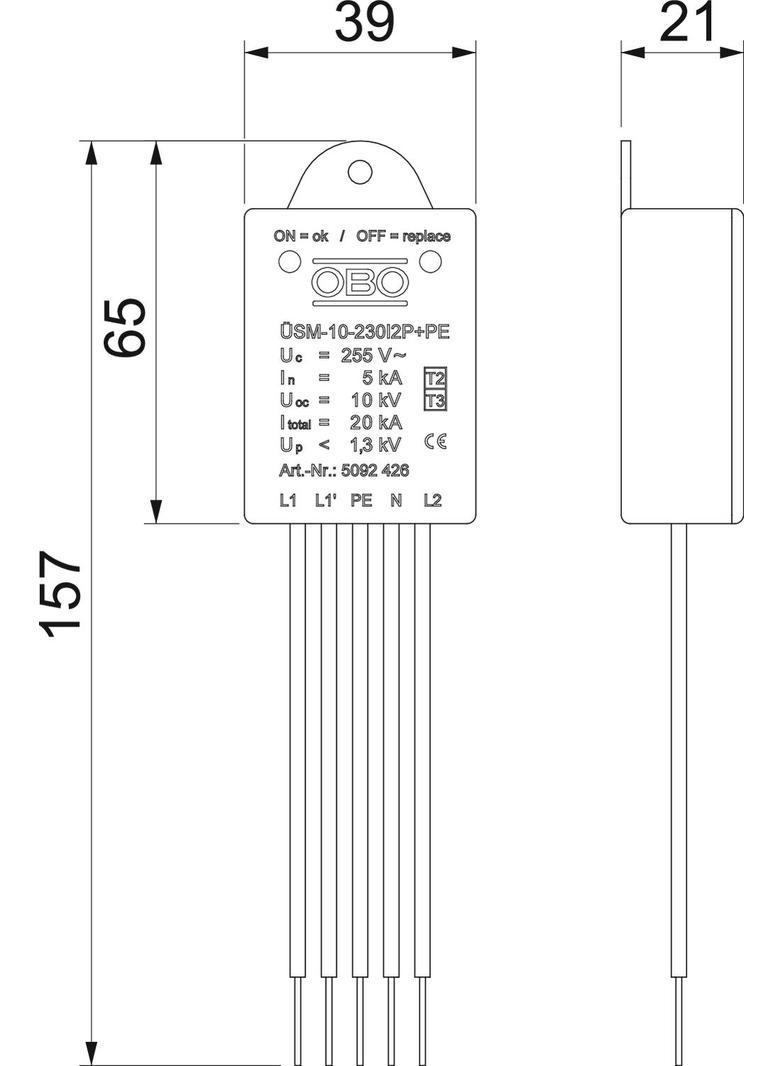 ÜSM-10-230I2P+PE Ogranicznik przepięć LED