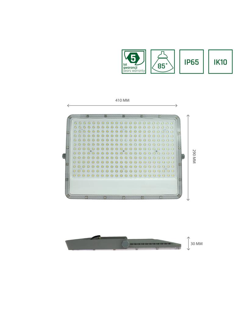 NOCTIS MAX NAŚWIETLACZ 200W CW 230V 85st IP65 410x290x30 mm SZARY 5 lat gwarancji