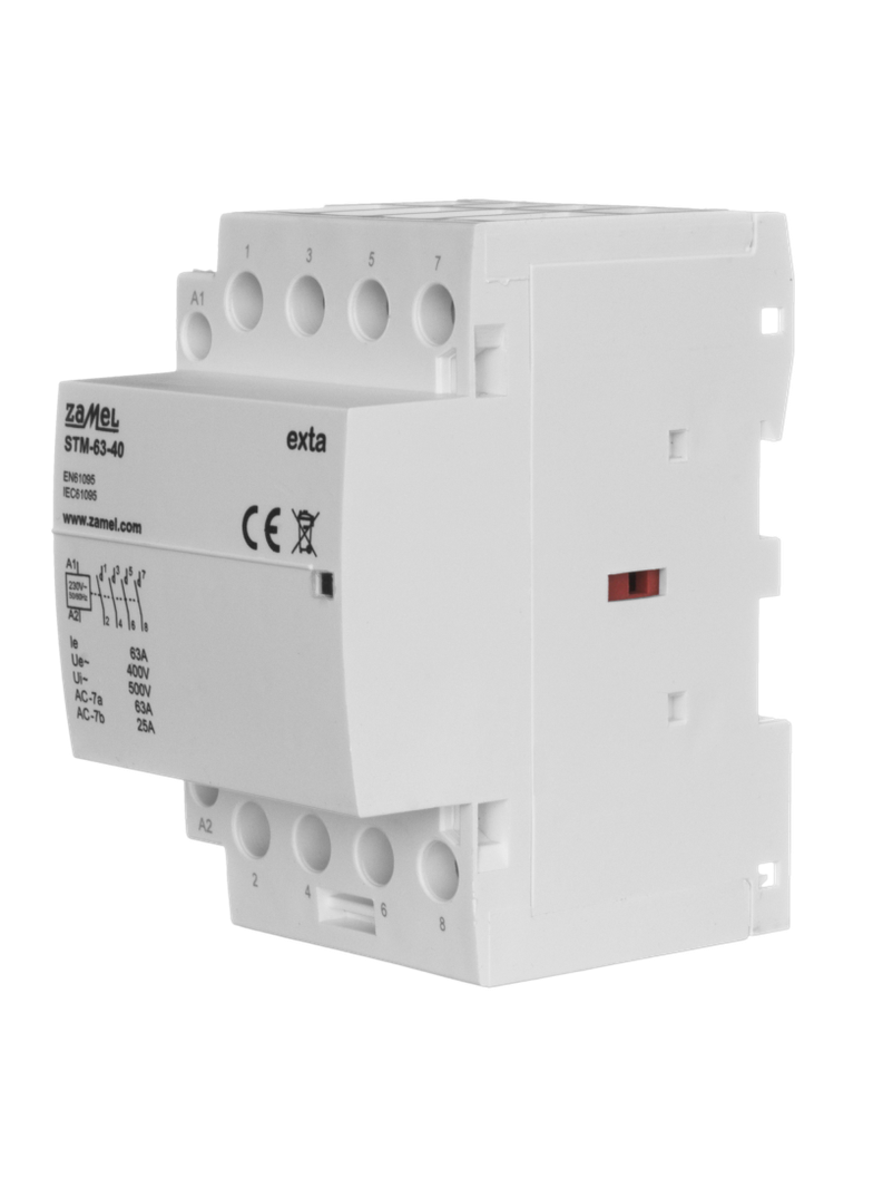 STYCZNIK MODUŁOWY INSTALACYJNY 63A, 4xNO, 230V AC, TYP: STM-63-40