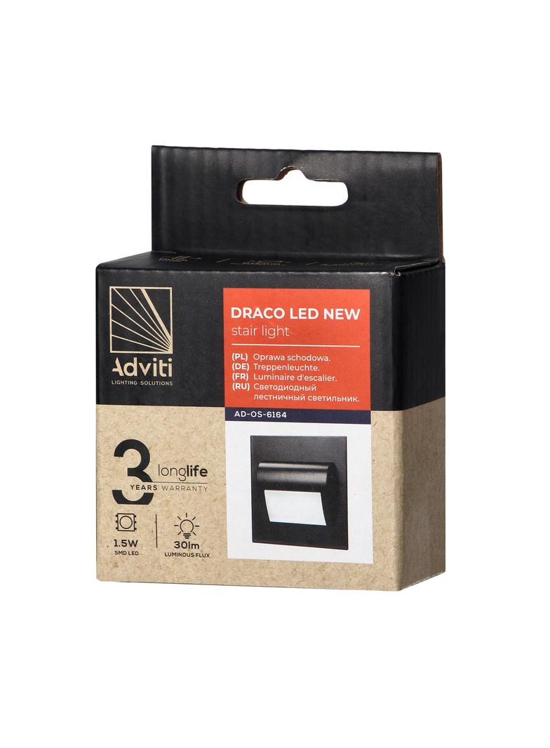 DRACO LED NEW 1,5W, oprawa schodowa podtynkowa, 12VDC, 30lm, 4000K, czarny, innowacyjny sposób monta AD-OS-6164L4/B ORNO