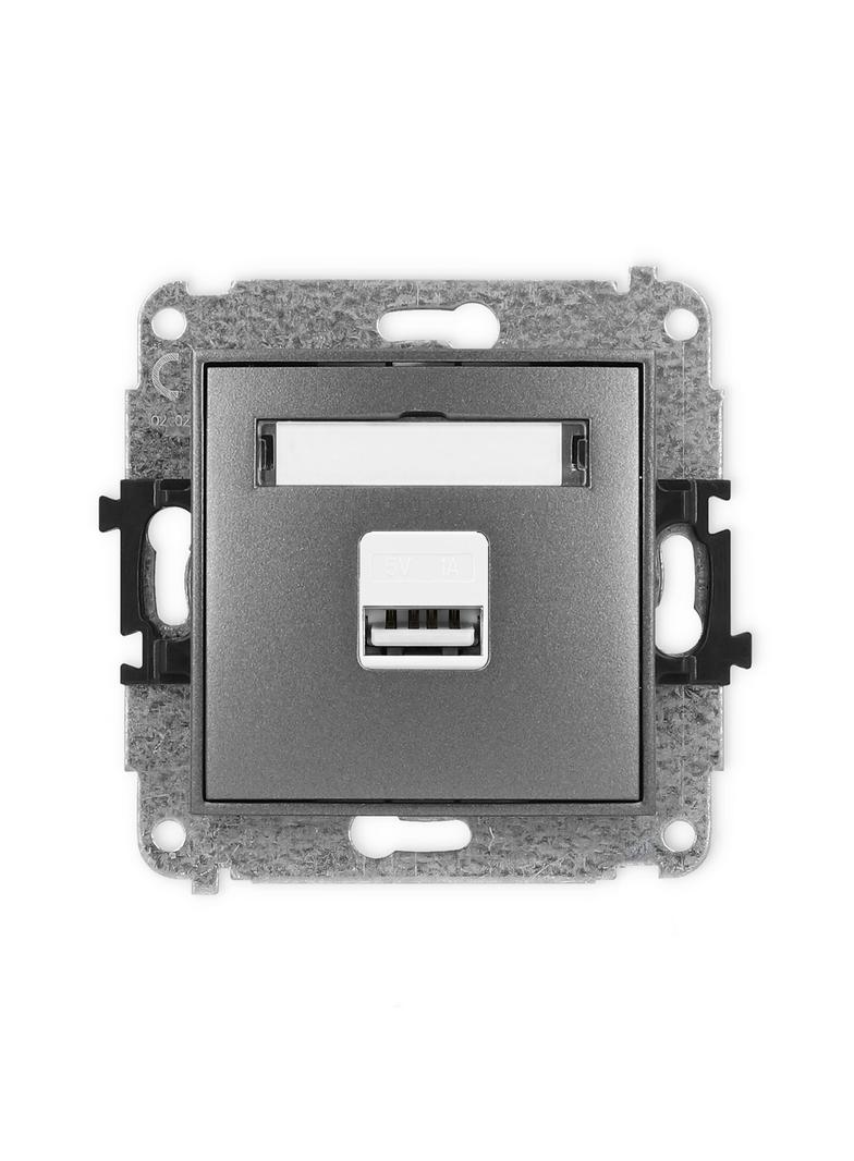 MINI Mechanizm ładowarki USB pojedynczej USB A, 5W max., 5V, 1A grafitowy