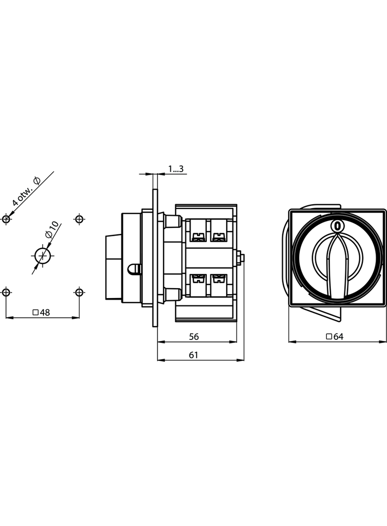 Rozłącznik Główny 32A, mocowanie do pulpitu czoło zamykane żółto/czerwone