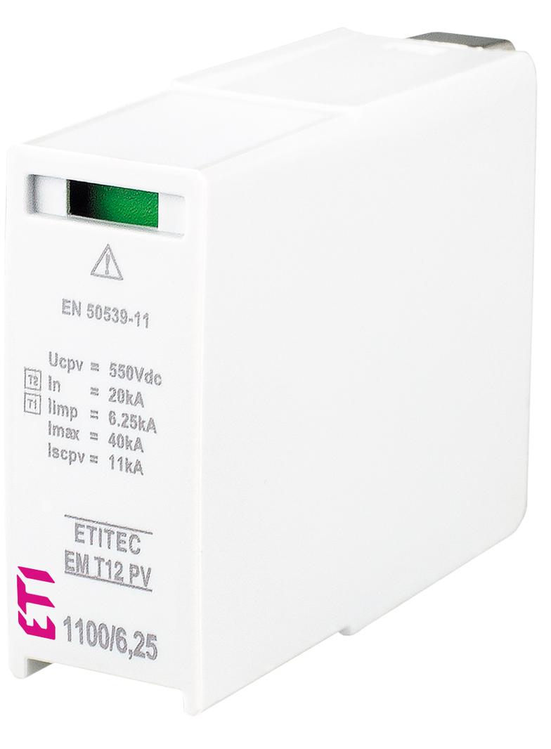 Moduł wymienny do ogran.przepięć T1,T2 (kl.B,C) do systemów PV MOD. EM T12 PV 550/6,25 002440584 ETI
