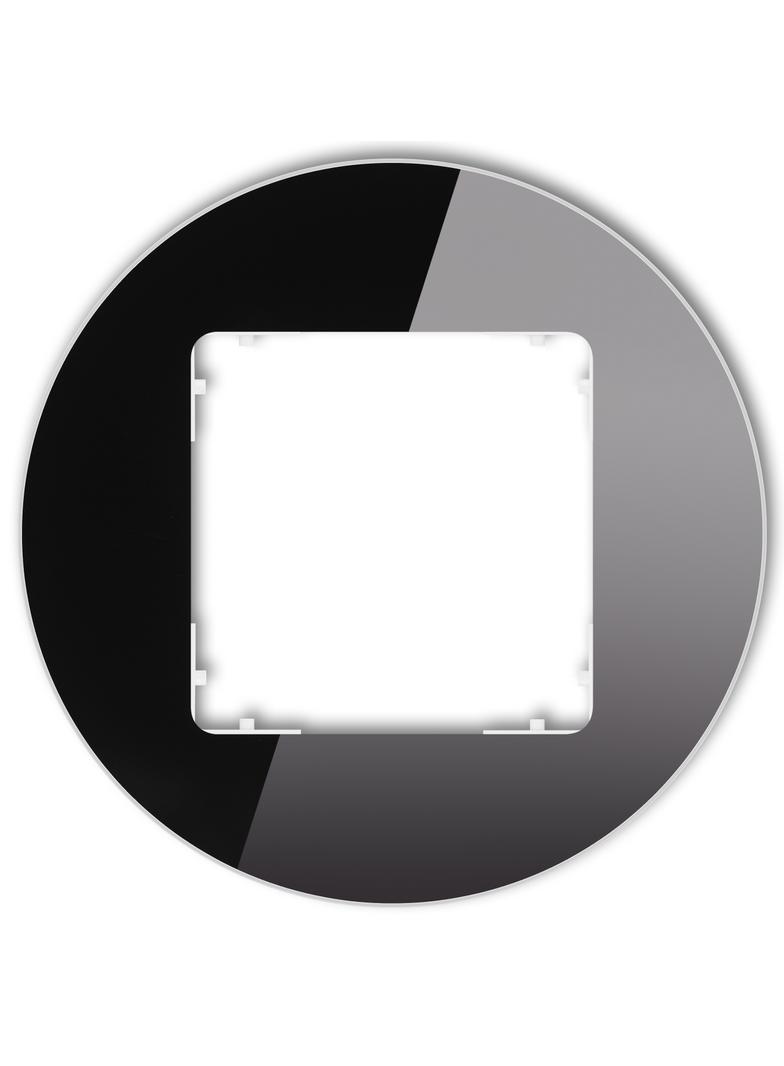 ICON Ramka uniwersalna pojedyncza okrągła - efekt szkła (ramka: czarna; spód: biały) czarny