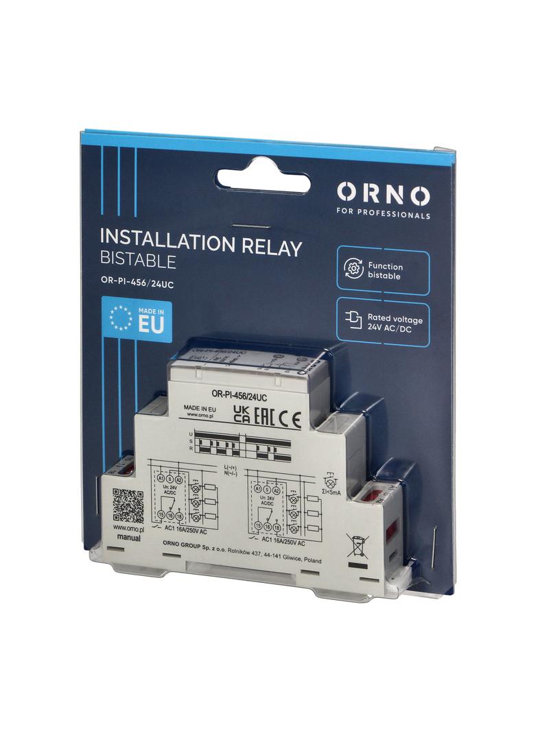 Przekaźnik instalacyjny bistabilny 24 VAC/DC 16A OR-PI-456/24UC ORNO