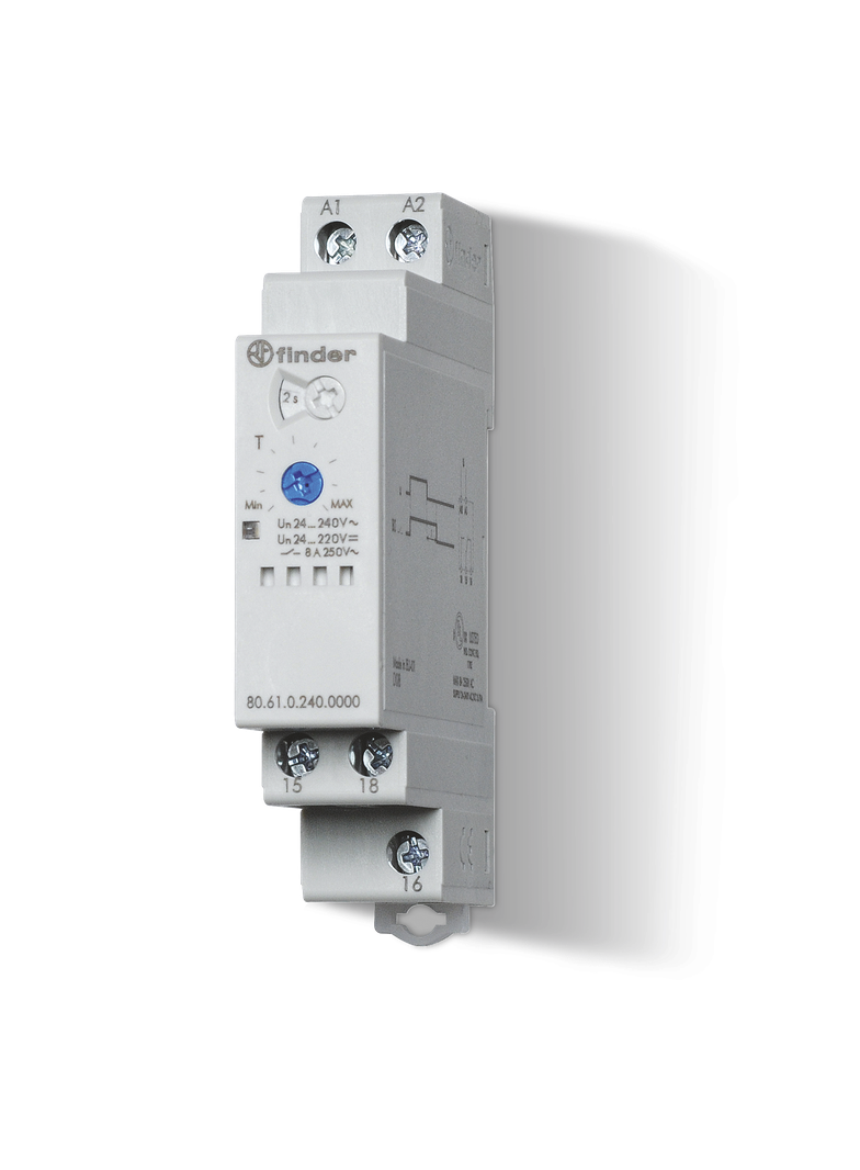 Przekaźnik czasowy modułowy serii 80: 1P 8A 24…240V AC/DC 80.61.0.240.0000T /5szt./ FINDER