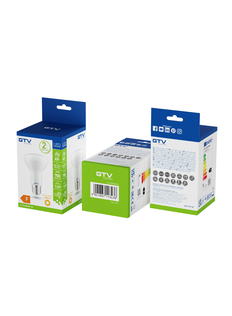 ŻARÓWKA LED, R63, CIEPŁY BIAŁY, E27, 8W, AC220-240V, KĄT ŚWIETLNY 120*, 650LM