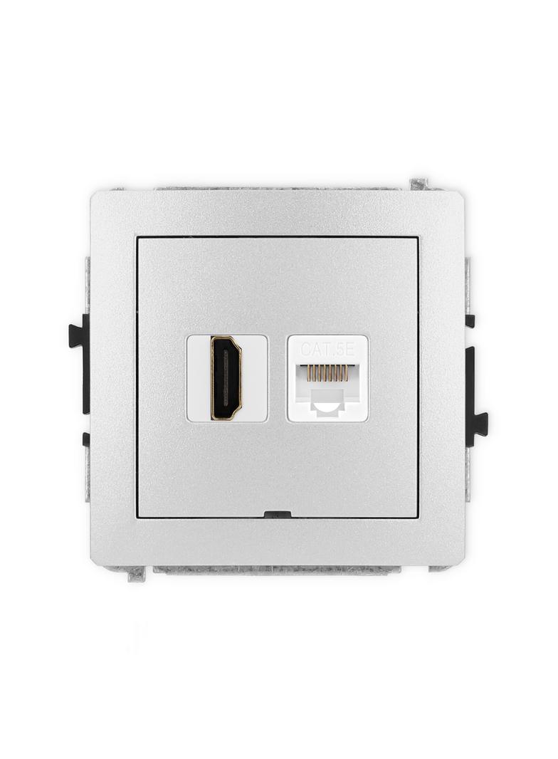 DECO Mechanizm gniazda pojedynczego HDMI 2.0 + gniazda komp. poj. 1xRJ45, kat. 5e, 8-stykowy, bez po