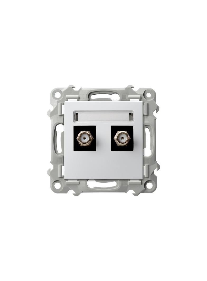 SZAFIR Gniazdo antenowe typu F podwójne - kolor biały