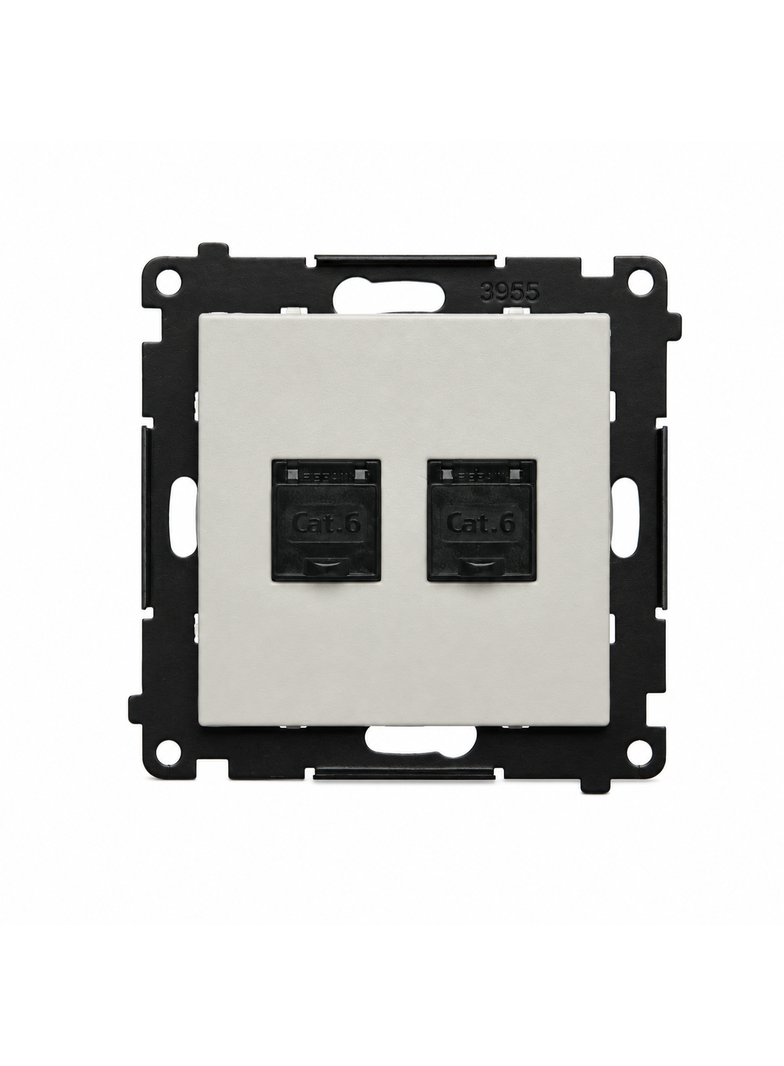 Simon 55 Gniazdo komputerowe podwójne RJ45 kat. 6 z przesłoną przeciwkurzową kaszmirowy T62.01/142