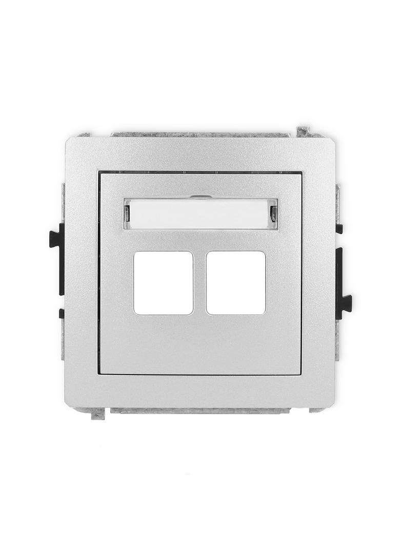 DECO Mechanizm gniazda multimedialnego podwójnego bez modułu (standard Keystone) srebrny metalik
