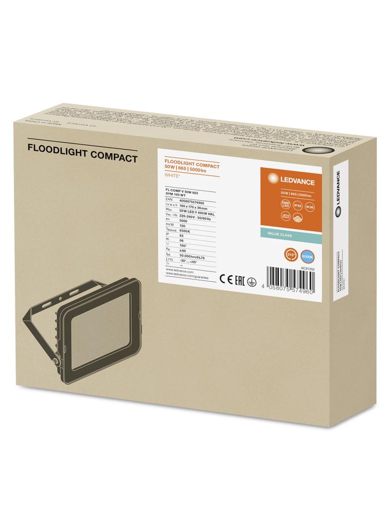 Naświetlacz LED FLOOD COMPACT V 50W 865 SYM 100 WT 4058075574960 LEDVANCE