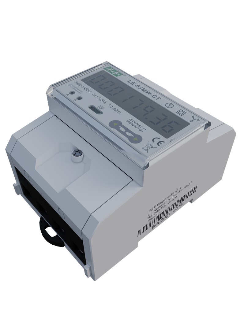 dwutaryfowy licznik energii elektrycznej, 3-fazowy, 2-kierunkowy z Modbus RTU, do pomairu półpośredn