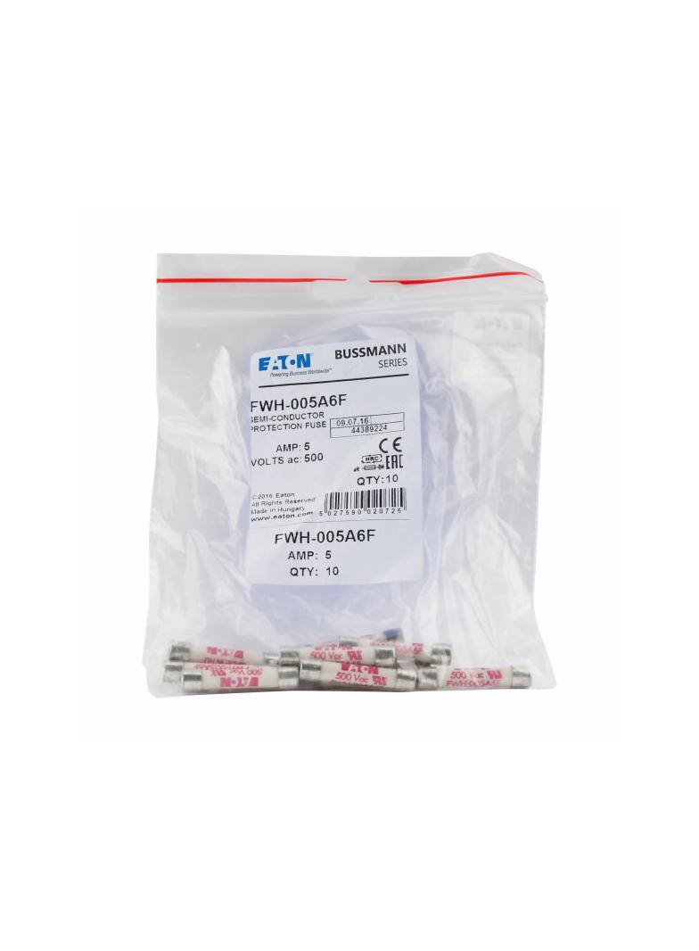 5.0A 500V AC UL 6x32mm FERRULE FUSE Wkładka szybka 5A AC 500V 6x32 mm aR UL FWH-005A6F EATON