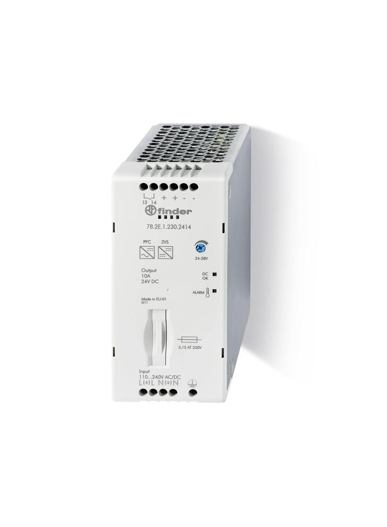 Zasilacz impulsowy 24V DC, 240W, bezpiecznik + regulator + zestyk logiki dodatniej