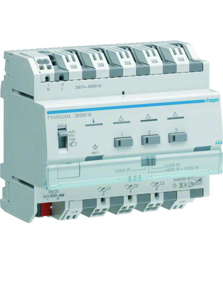 Ściemniacz uniwersalny 3-kanałowy 300W 6 mod KNX TYA663AN HAGER