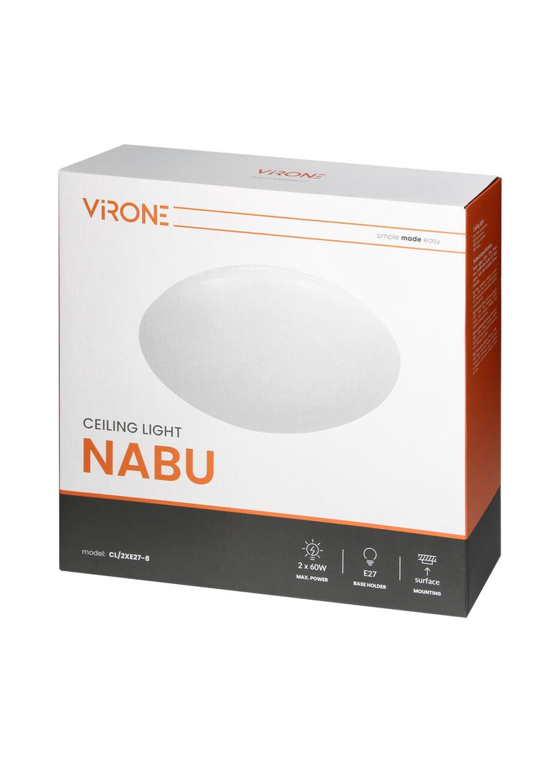 NABU plafon 2xE27 2x60W klosz matowy - poliwęglan IP20 biały