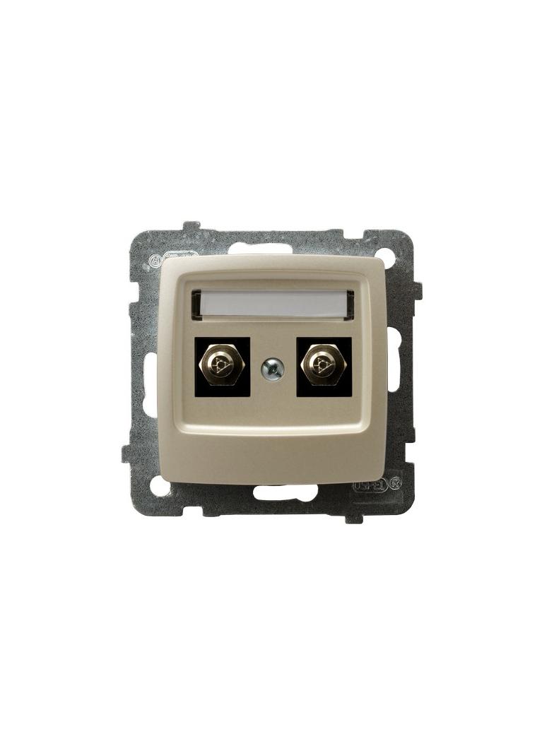 KARO Gniazdo ekwipotencjalne podwójne - kolor ecru perłowy