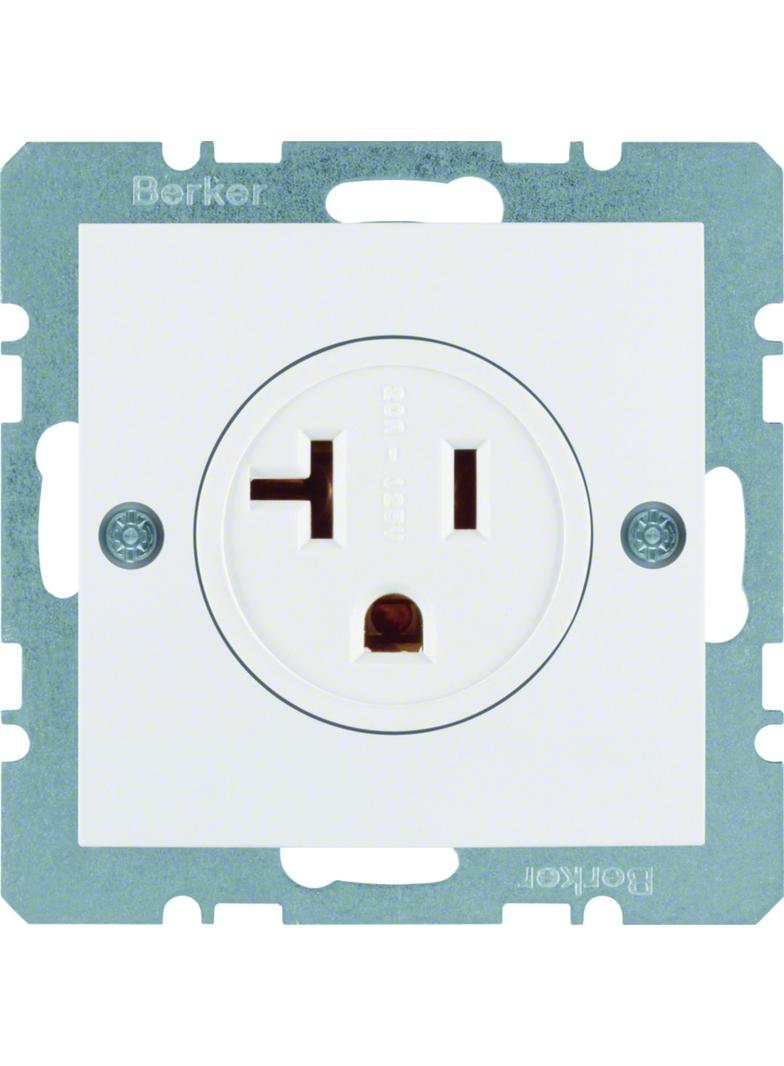 BERKER B.Kwadrat/S.1 Gniazdo z uziemieniem USA/KANADA NEMA 5-20 R biały 41688989 HAGER