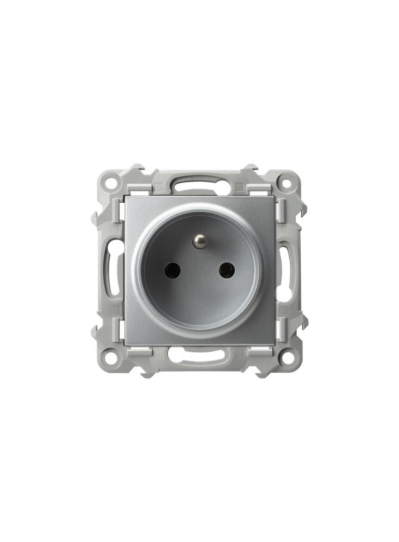 SZAFIR Gniazdo pojedyncze z uziemieniem - kolor srebro