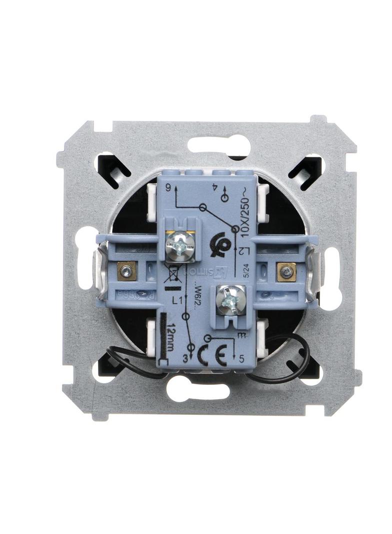 Simon 54 Łącznik schodowy podwójny z podświetleniem bez piktogramu 10A 250V zaciski śrubowe czarny DW6/2L.01/X/49 KONTAKT