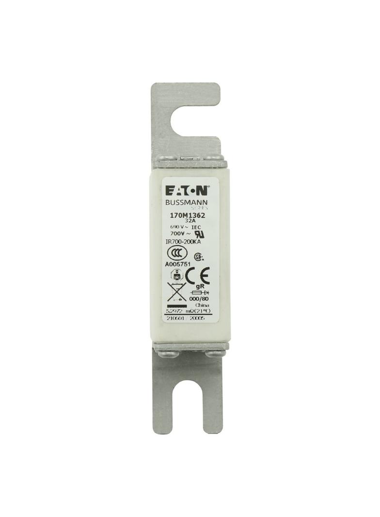 32A 690V IEC gR 000/80 SQ.BODY IND. FUSE Wkładka szybka 32A AC 690V DIN 000 21x40x100 mm, 170M1362 E