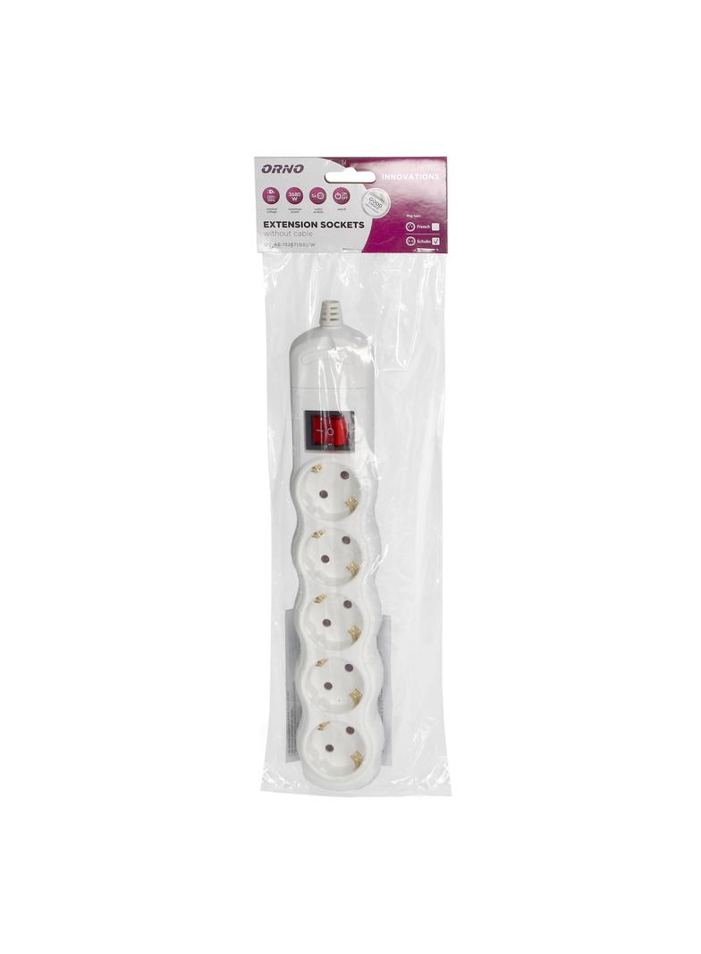 Rozgałęźnik wielogniazdowy 5x2P+Z z wyłącznikiem, Schuko, biały OR-AE-13267(GS)/W ORNO