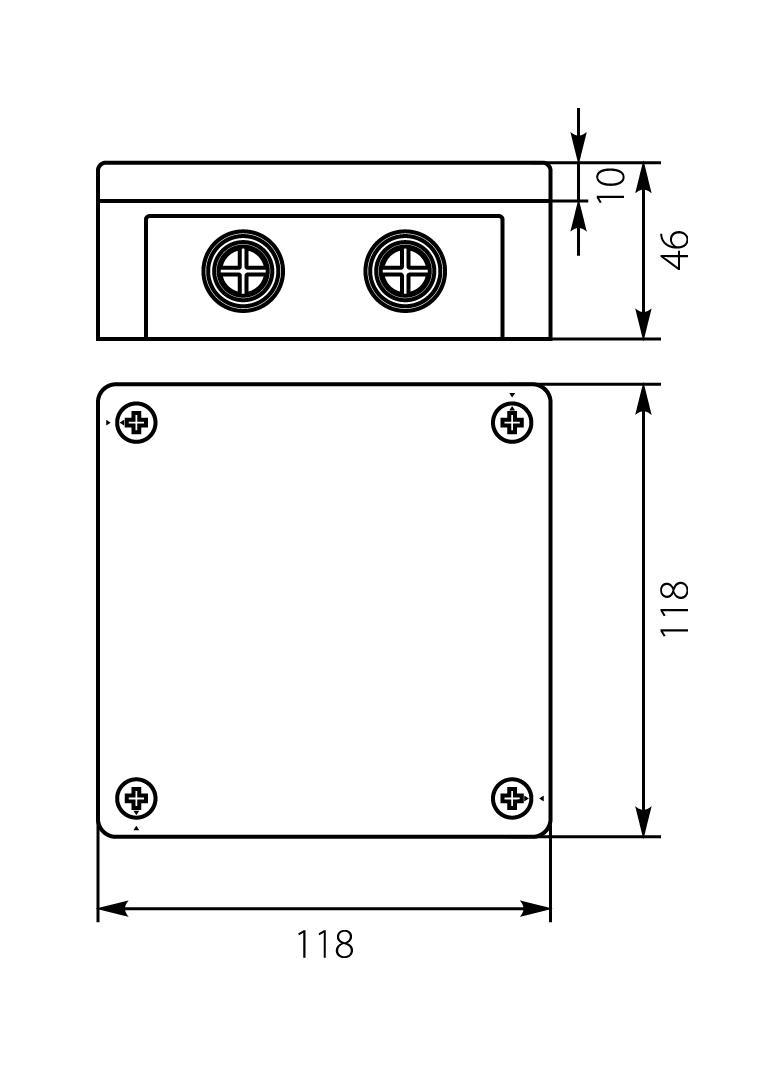VP-52 Puszka n/t 118x118x46 IP55 8-wl Z-sł. brąZ-052-02 61.160 OPATÓWEK