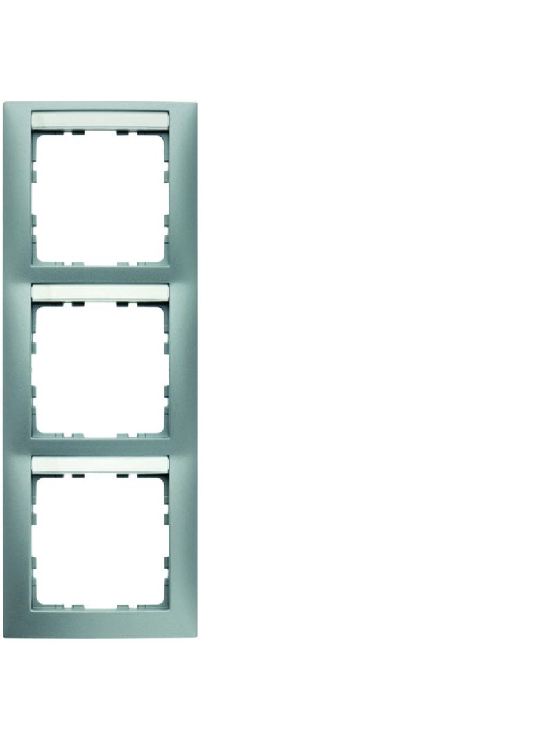 BERKER B.Kwadrat Ramka potrójna pionowa z polem opisowym aluminium mat 10139959 HAGER
