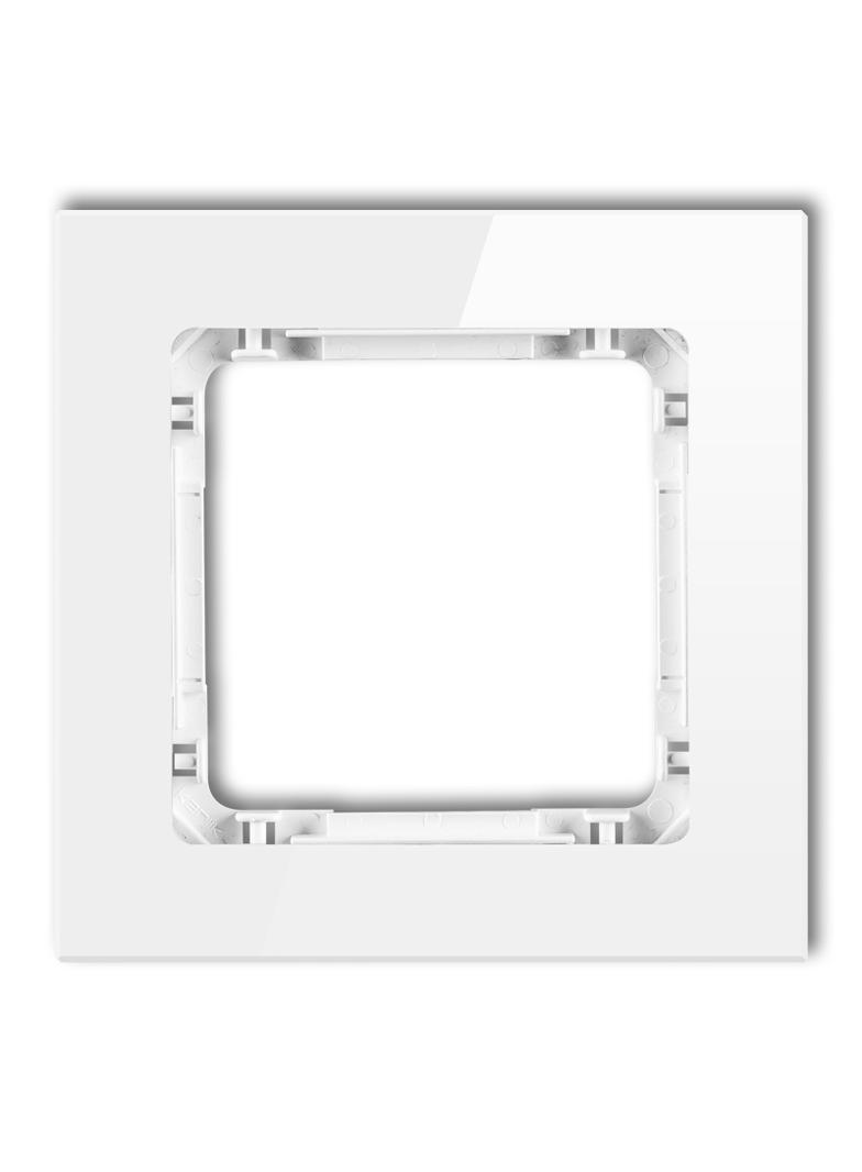 DECO Ramka uniwersalna pojedyncza - szkło (ramka: biała; spód: biały) biały