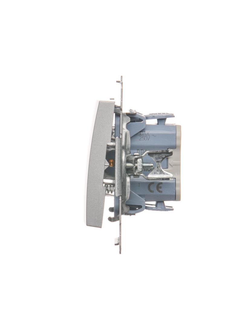 Simon 54 Przycisk pojedynczy zwierny bez piktogramu 10A szybkozłączka srebrny mat