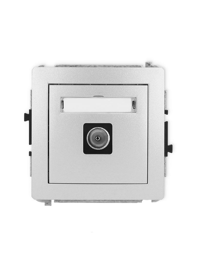 DECO Mechanizm gniazda antenowego pojedynczego TV srebrny metalik