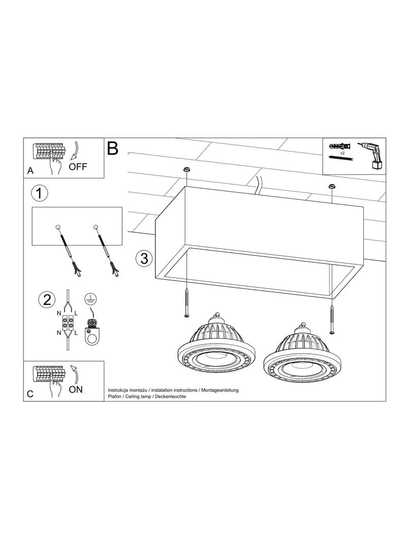 Sollux Plafon QUATRO 2 naturalne drewno SL.0916