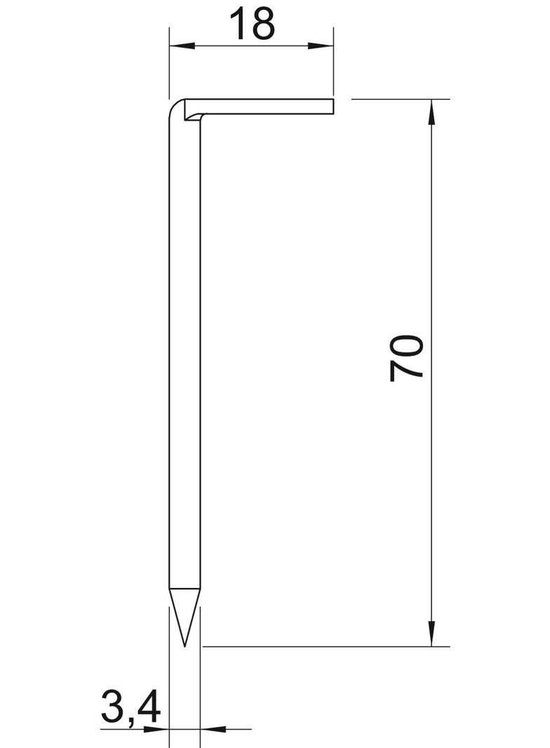 1101, GWÓŹDŹ HAKOWY 70MM ST.3,4 CZ.