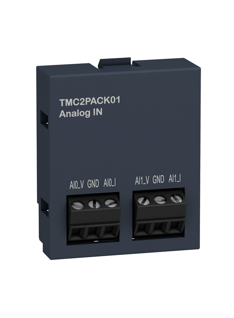 Modicon M221, kaseta we/wy, zastosowania pakowania, 2 wejścia analogowe