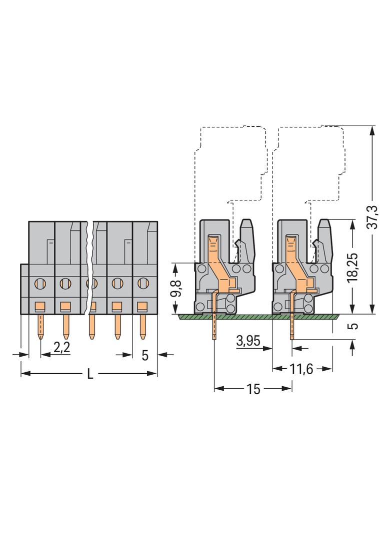 MCS-MIDI Classic gniazdo 14-bieg. szare raster 5 mm /25szt./ WAGO