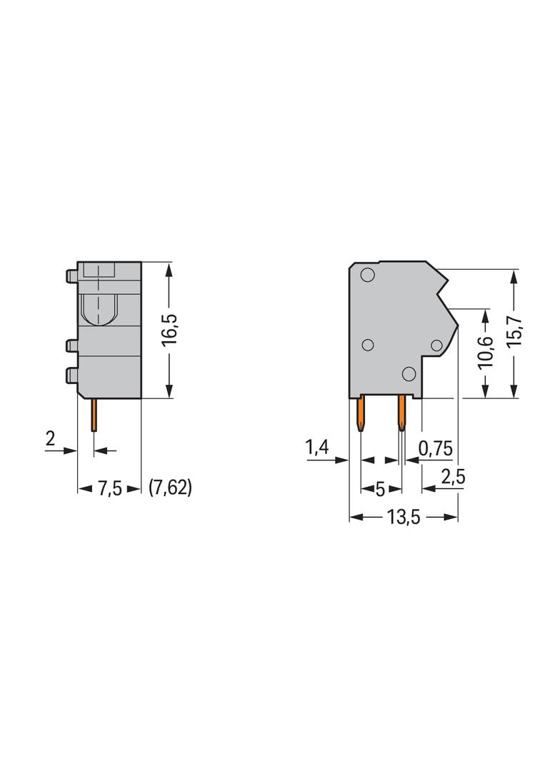 złączka do płytek drukowanych ciemnoszara raster 7,5/7,62 mm /100szt./ WAGO