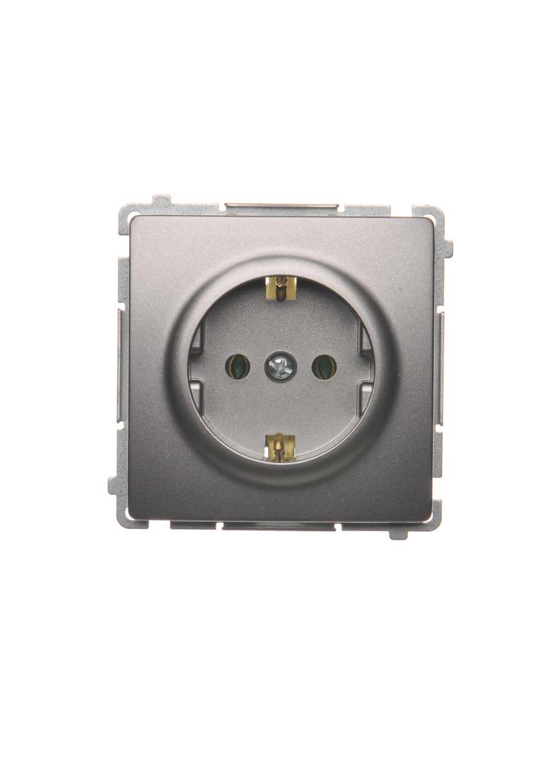 Simon Basic Gniazdo wtyczkowe z uziemieniem Schuko 16A 250V zaciski śrubowe stal inox BMGSZ1.01/21 BMGSz1.01/21 KONTAKT