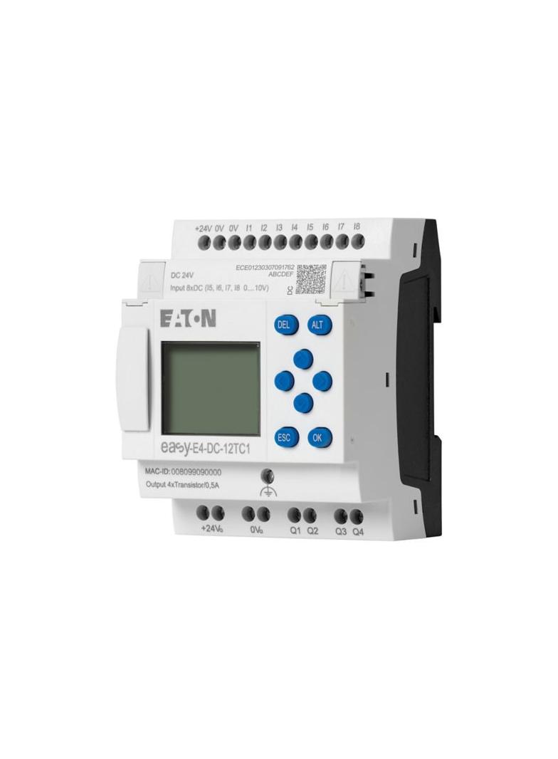 EASY-E4-DC-12TC1 easyE4 24VDC 8DI(4AI) 4DO-T z wyświetlaczem 197213 EATON