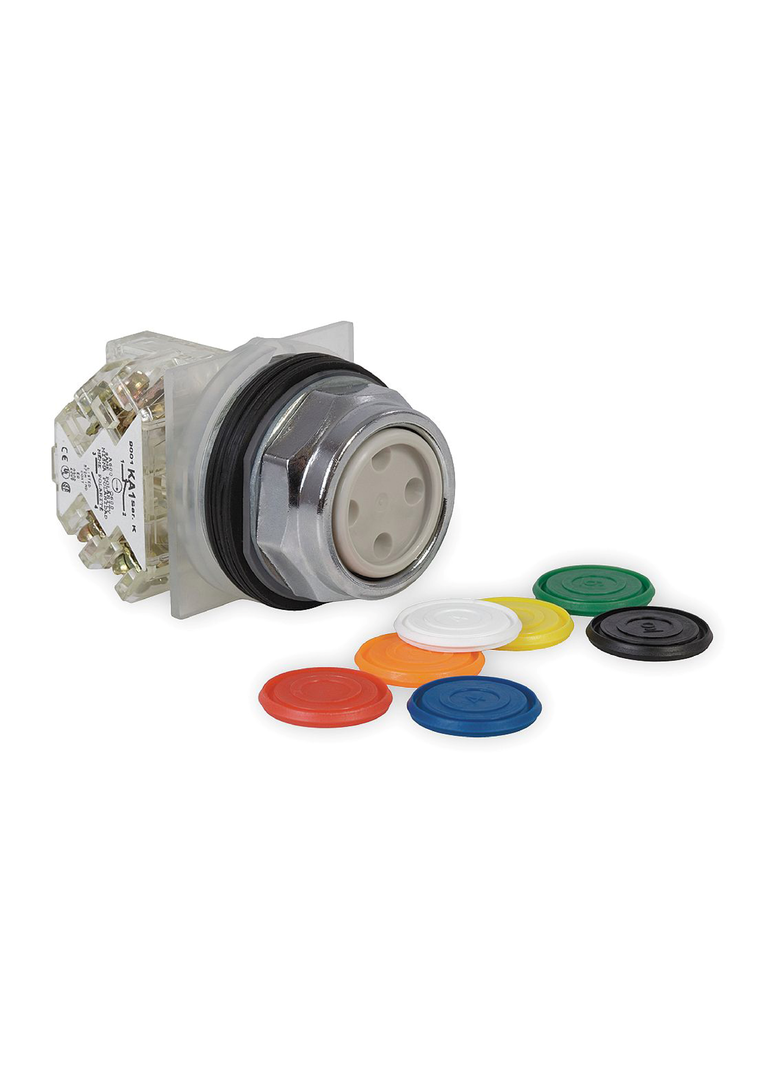 Harmony 9001K Przycisk kryty O30 ośmiokątny z zestawem 7 kolorowych wkładek 1NO+1NC metalowy