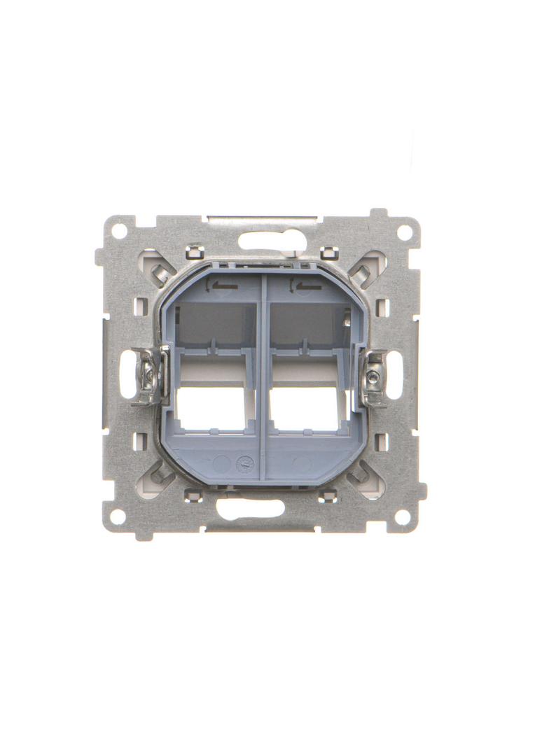 Simon 55 Pokrywa gniazd teleinformatycznych na Keystone skośna podwójna z polem opisowym Aluminium mat TKP2S.01/143 KONTAKT