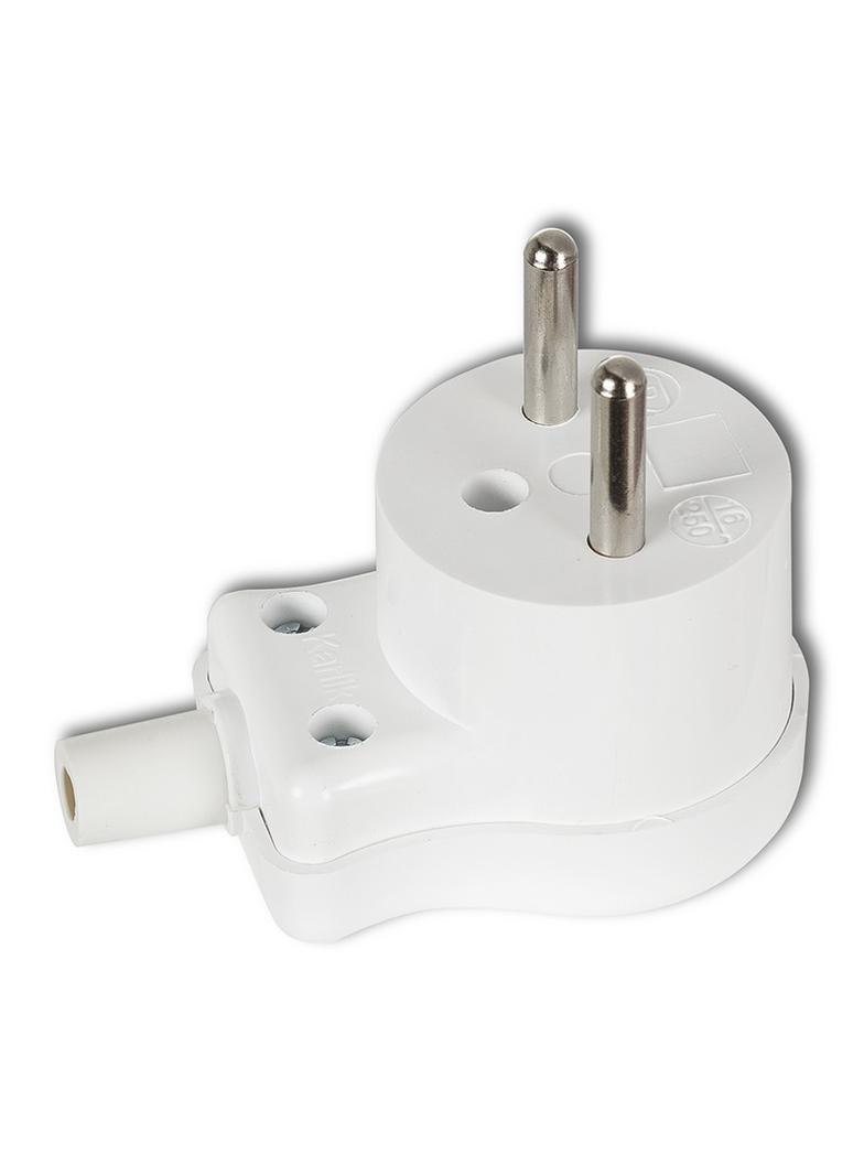 Wtyczka kątowa bez uziemienia, skręcana biała