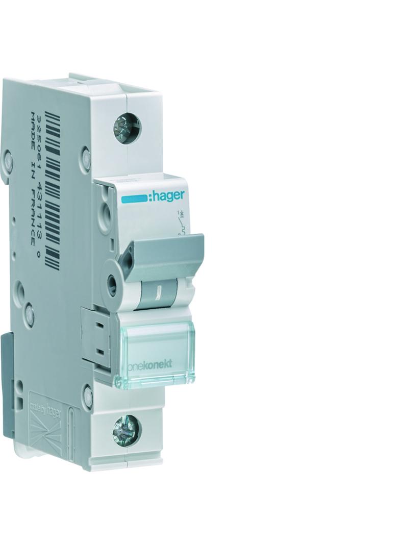 MCB Wyłącznik nadprądowy 6kA 1P C 63A MCN163E HAGER