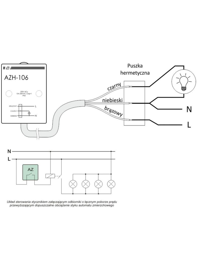 Automat zmierzchowy z wewnętrznym czujnikiem światłoczułym 24V AZH-106-24V F&F